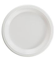 Exquisite Plastic Dessert/Salad Plates - Solid Color Disposable Plates - 100 Count (9 Inch, White)