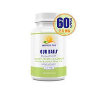 Our Daily Vites L-Methylfolate 2.5 mg + B Complex Cofactors & Essential Amino Acids - Active Folate, Methylated B12, B6 and Glycine for Brain, Heart & Fetal Health, 60 Count (2 Month Supply)