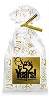 CakeSupplyShop Item#052CTC 52nd Birthday/Anniversary Cheers Metallic Gold & Gold Swirl Party Favor Bags with Twist Ties