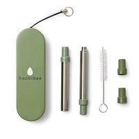 2 Pack Metal Collapsible Straw (Green and Dark Grey)