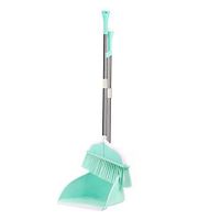 Ainia Long Handled Dustpan and Brush Set Broom and Dustpan for Schools Kidgarden Hotel Hospital Lobby Toilet Kitchen etc,Green,B