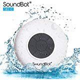 SoundBot SB510 HD Water Resistant Bluetooth 3.0 Shower Speaker, Handsfree Portable Speakerphone with Built-in Mic, 6hrs of Playtime, Control Buttons and Dedicated Suction Cup for Showers (White)