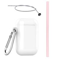 CooQi Collapsible Reusable Straw, Composed of Food-Grade Silicone, Portable Set with Hard Case Holder and Cleaning Brush, for Party, Travel, Household, Outdoor, etc. (pink)
