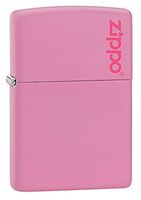 Zippo Personalized Message Engraved on Backside Customized Basic Styles Matte Colors Windproof Lighter (Pink Logo)