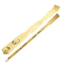 BambooMN 1 Piece 17" Backscratcher Smooth Ball Roller Massage Handle Plus Free Travel Back Scratcher for Itching Relief, 100% Natural Bamboo