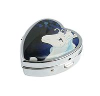 COWGOGO The Last Unicorn Anime Custom Design Fashion Silver Heart Shaped Glass Pill Case Decorative Metal Pill Box
