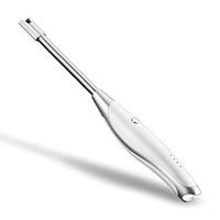 Tecrocs Multi-Purpose Arc Lighter with Bottle Opener, USB Rechargeable Electric Candle Lighter, Windproof BBQ Lighter Flameless with Flexible Long Neck, Battery Display, Safety Switch (White)