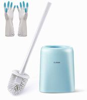 Toilet Scrub Brush Silicone Cleaning Brush - Toilet Brush with Holder (1, Blue)