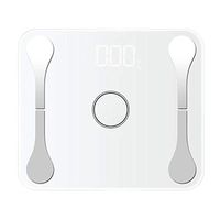 LCD Digital Body Fat Scale USB Charging Body Weighing Smart Voice Bluetooth APP Electronic Scales for Apple/iOS Bathroom Scale,White