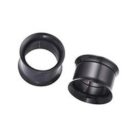 SUPVOX 2Pcs Stainless Steel Ear Tunnels Plugs Screw Ear stretchers Double Flared Ear expanders (Black, 14mm)