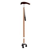 Aluminum Cane, Old Man's Cane/Height Adjustable/Non-Slip Three Feet/Wooden Handle/Light and Not Rust/Safe Skid,Bronze
