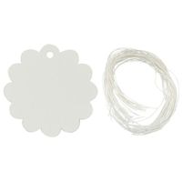 Wrapables 50 Gift Tags/Kraft Hang Tags with Free Cut Strings for Gifts, Crafts & Price Tags - White Flower