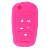WFMJ Peachblow Silicone Remote Key Cover Chain Case for Chevrolet Camaro Cruze Volt Equinox Spark Malibu Sonic Replacement 5 Buttons Key Cover Bag