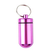 Keyzne 1Pc Aluminum Pill Box Case Medicine Bottle Holder Container Keychain Purple Beautiful