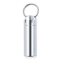 SHD Pill Box Keychain Waterproof Single Chamber Stainless Steel Pill Organizer for Outdoor Travel Camping
