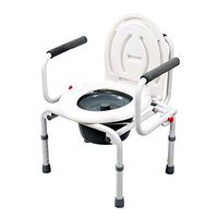 BINZHI Mobile Toilet Seat Chair, Waterproof Bath Chair Foldable Removable Cover and Soft Armrest for Paralyzed Patients Elderly and Pregnant Women, White Bedside Toilet (Color : White)