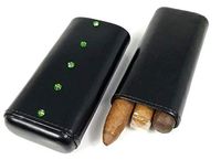 Aficionada Style 3 Cigar Leather Case - Fern Green