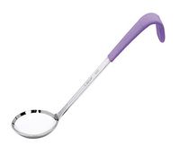 1 oz. (1/8 Cup), Stainless Steel Ladle, Portion Control Serving Spoon with a Purple Cool-Grip Handle, 9.5" inches Long, Dishwasher Safe Serving Utensils by GET, BSRIM-50-PR