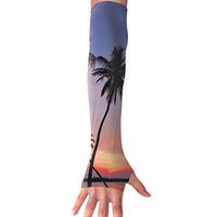 QG ZZX Sea Sunset Palm Trees Unisex Compression Arm Sleeves UV Protection Performance Arm Sleeve - for Outdoor Sports Baseball,Basketball,Football (1 Pair)
