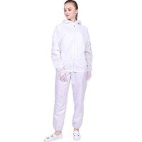 discountstore145 Unisex Pockets Hooded Coat Long Pants Anti-Static Protection Suit Set White XXXXL