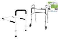 Vaunn Medical Bed Safety Rail Grab Bar Handle and Folding Walker Bundle
