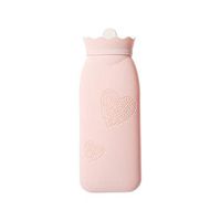 Microwave Heating Bottle Environmental Silicone Transparent Hot Water Bag with Knit Cover, Hot & Cold Therapies - Gift for Birthday, Christmas, Valentine's Day, Gift Exchange Party (Pink, Long)