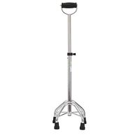 Aluminum Four Legged Cane, Adjustable Height/Firm and Stable/Lightweight and Convenient/Non-Slip Base/Comfortable U-Shaped Handle