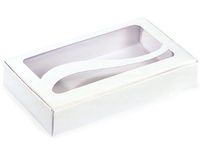 Pack Of 100, 1/2 Lb White Boxes Swirl Window Candy Boxes 6-1/2 x 3-7/8 x 1-1/4" Made In Usa