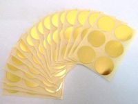Minilabel 80 Labels , 25mm Diameter Round , Plastic / Vinyl Colour Code Stickers Shiny Gold
