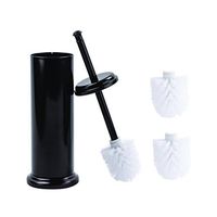 MAYA Elegant Toilet Brush and Canister Now with A Metal Handle and 2 Replacement Heads, Compact Design for Small Spaces, Tapered Head, Rust Resistant, Oil Rubbed Bronze