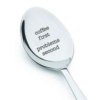 Coffee First Problems Second Engraved Stainless Steel Espresso Spoons As Token Of Love For Best Friends Loved Ones On Special Occasions-Gifts From Boston Creative Company For Coffee Loving People