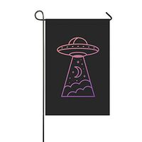 WIEDLKL Home Decorative Outdoor Double Sided Silhouette Line UFO Space Ship Alien Garden Flag House Yard Flag Garden Yard Decorations Seasonal Welcome Outdoor Flag 12x18in Spring Summer Gift