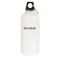 #hookah - 20oz Hashtag Stainless Steel White Water Bottle with Carabiner, White