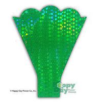 Flower Sleeve Printed"Flor-Isma" Green Prismatic 4.5" x 18.5" x 16" BOPP Pack of 100 Sleeves