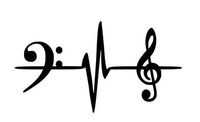 Home Grown Claremore Music Notes Heartbeat - Vinyl Sticker | 5.5" Width X 3" Height | Black HGC0708