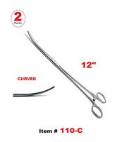 2 Pcs 12" Curved Hemostat Forceps Locking Clamps Stainless Steel