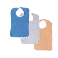 3 Terry Adult Bib with Hook and Loop Closure (Royal, White, Peach)