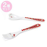 Sanrio Plastic Spoon & Fork Set 17cm for Kids Children Picnic Party - Hello Kitty Red Checkered - Japan Import 808539 809772