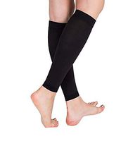 A Pair of Calf SHIN Graduated Compression Medical Sleeve 20-30MMHG for Men and Women - Black, Large