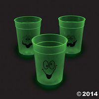Plastic Glow-in-the-dark Halloween Cups (12 Pack) 4". 10 Oz. Plastic