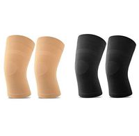Knee Sleeves, Lightweight Knee Brace Fit for Men & Women, Knee Compression Sleeves Support for Pain Relief, Joint Pain, Arthritis, Running, Sports, Meniscus Tear, Injury Recovery, Beige + Black L