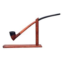 #83 Extra long orange with carved detail churchwarden tobacco smoking pipe with stand from Golden Pipe (Poland)