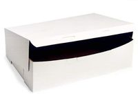 Pack Of 5, 14 X 10 X 4" White Bakery Boxes 1-Piece Lock Corner Box Perfect Size For 1/4 Sheet Cake Made In USA