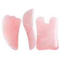 Lurrose Lurrose 3pcs Natural Pink Rose Quartz Massage Scrapping Board Face and Body Massager Piece Skin Care tools