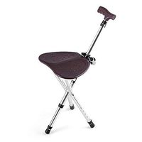 Folding Cane Seat 150kg Capacity Thick Aluminum Alloy Cane Stool Crutch Chair Seat 3 Legs Cane Seats Highly Adjustable Walking Stick Tall Unisex for Elderly Brown