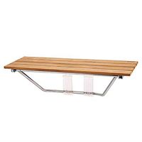 Giantex 36" Double Seat Folding Shower Bench Folding Shower Seat Teak Wood and Aluminum Modern Wall-Mounted Fold Up Bathroom Stool Foldaway Shower Seating Chair (Wooden)