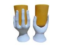 ARAD Hand Cup Pen/Pencil Holder (White/Yellow)