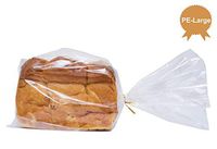 Wowfit Bread Poly Bags(PE Material) – Pack of 100 Entirely Transparent Clear Bakery Bags – FDA-Approved Bread Loaf Packing Bags with 100 Gold Twist Ties – 8x4x18-Inch Grocery Bread Bags
