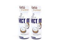MCT Oil Keto Fuel Shots Blue Bottles Natural Coconut Ketone Energy C8 Caprylic Acid C10 Medium Triglycerides for Ketosis Butter Coffee Shakes Vegan Salad Dressings Smart Snacks Brain Oils 2Pack