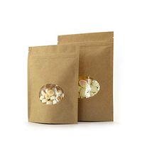High Barrier Natural Kraft Paper Stand Up Zipper Coffee Pouch Bag with Clear Window Tear Notch Heat Seal Brown Paper Ziplock Zip Lock Food Packaging Bag Doypack Resealable (50, 17x24cm (6.7x9.4in))